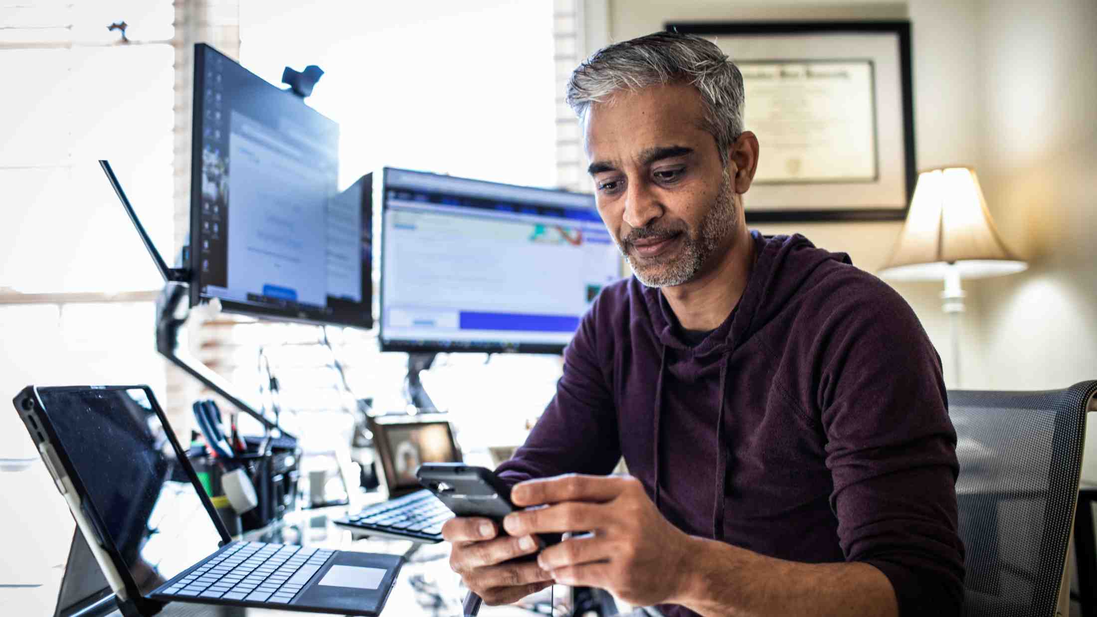 Man working in home office