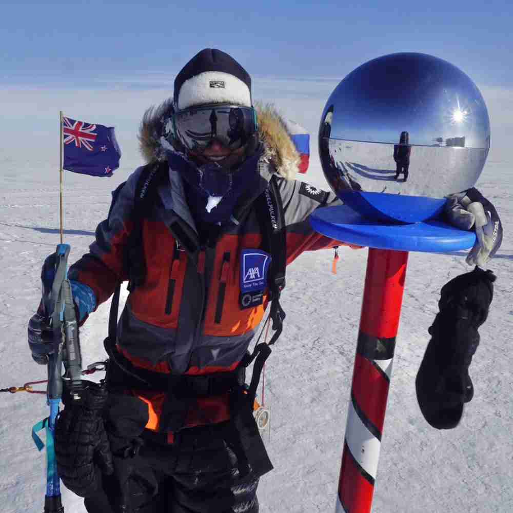 Cat Burford, the Molar Explorer, at the South Pole