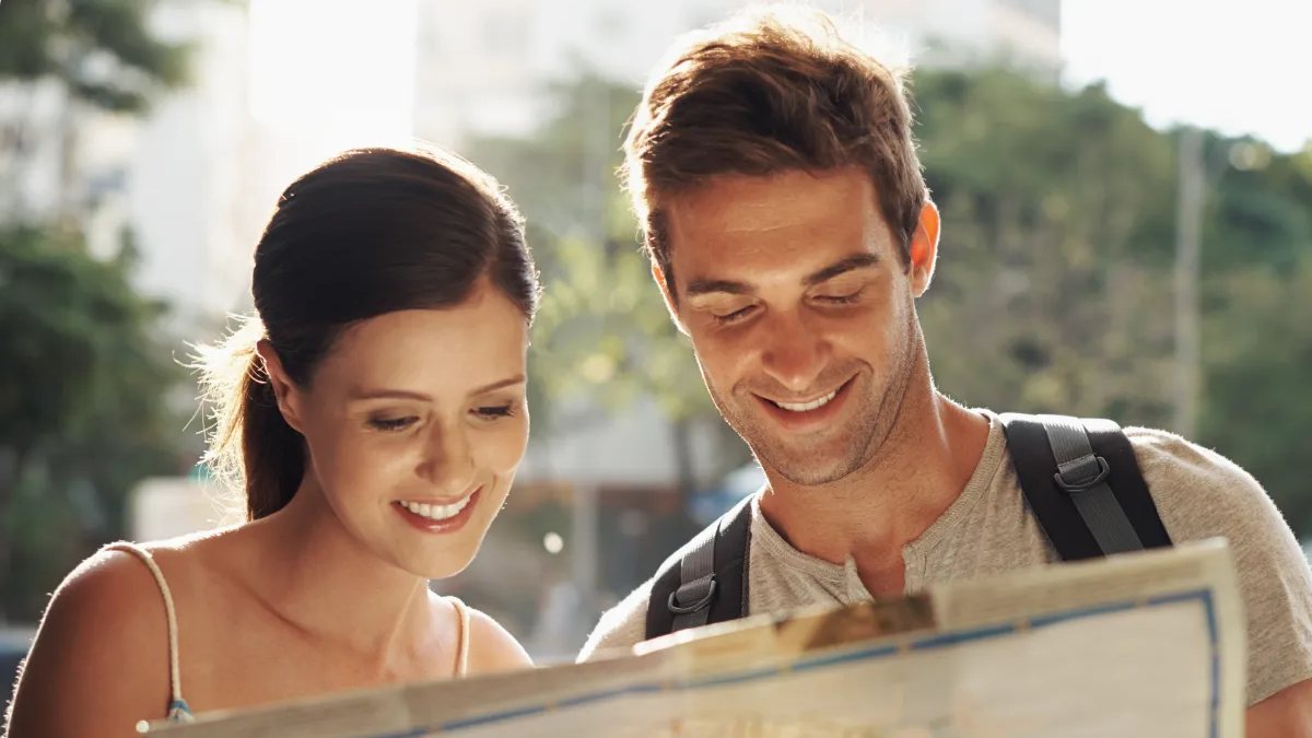 Couple looking at a map